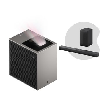 Front view of LG CineBeam S Mini UST Projector, 4K UHD, 3-ch RGB Laser, 450,000:1 Contrast, Max. 100" screen size, White - PU615U
